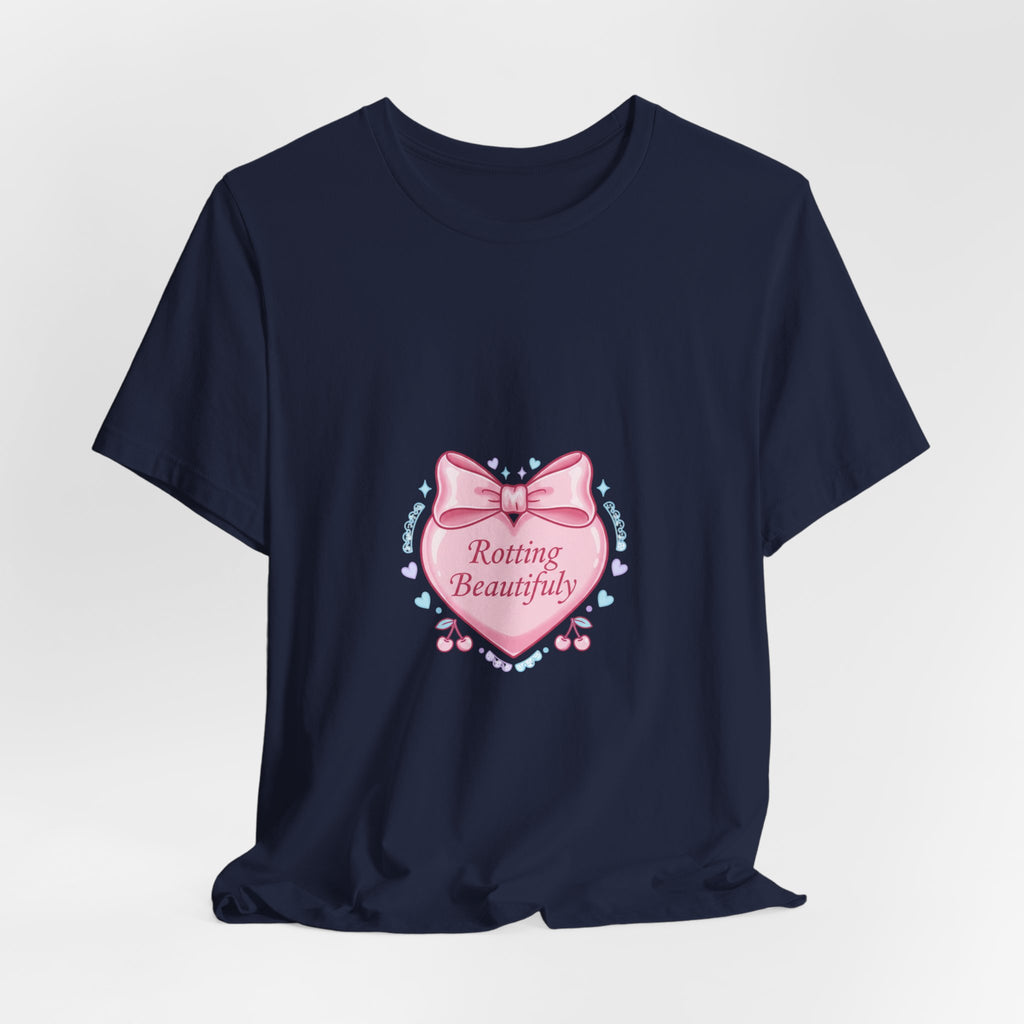 Rotting Beautifully Tee | Coquette ribbon art, pastel humor