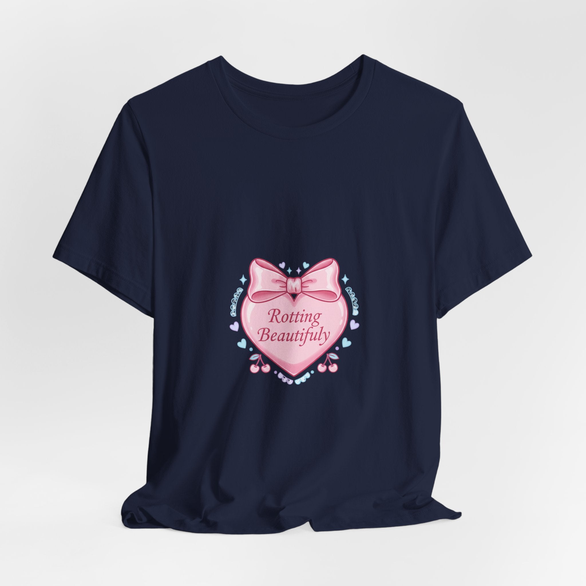 Rotting Beautifully Tee | Coquette ribbon art, pastel humor