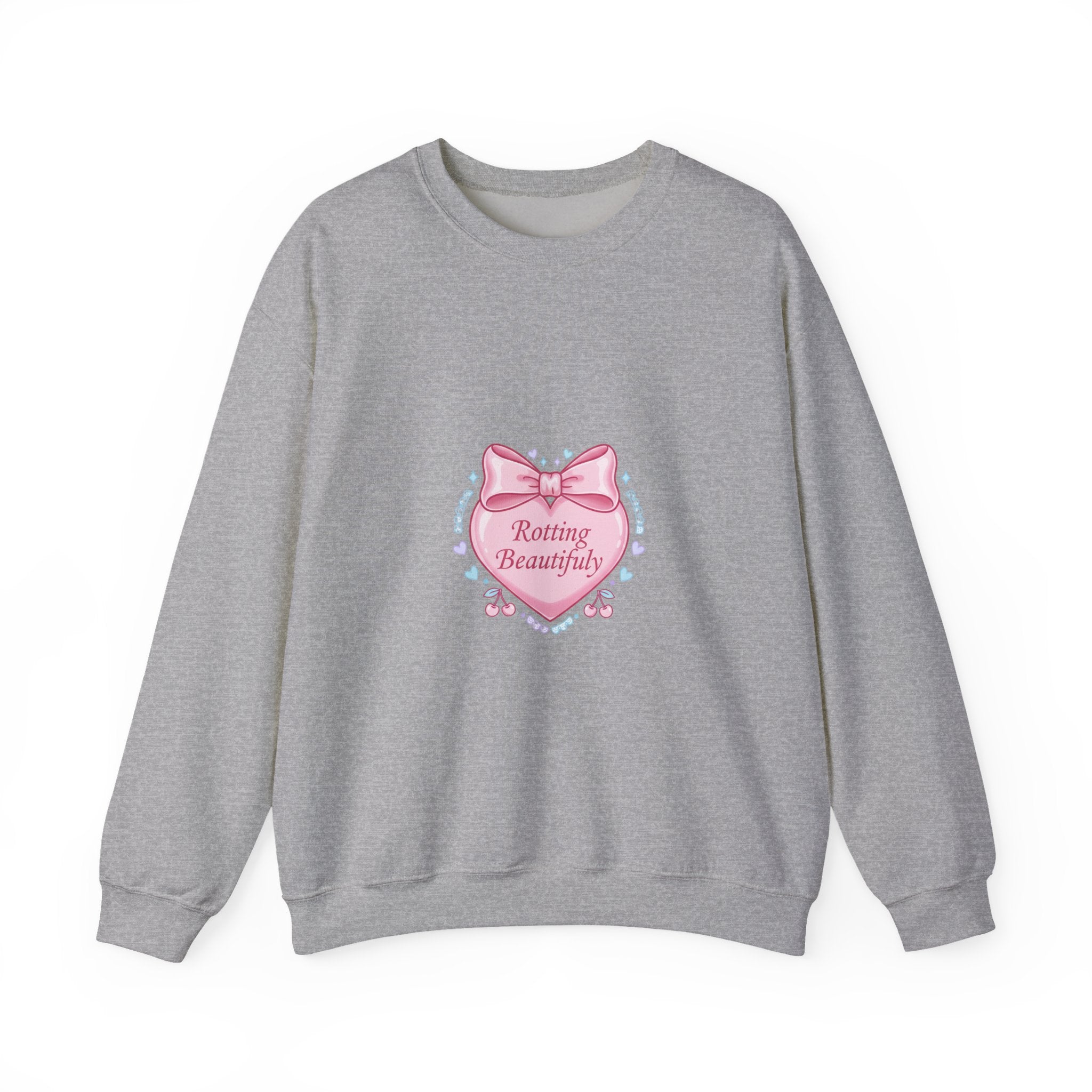 Rotting Beautifully Crewneck Sweatshirt | coquette ribbon, pastel humor