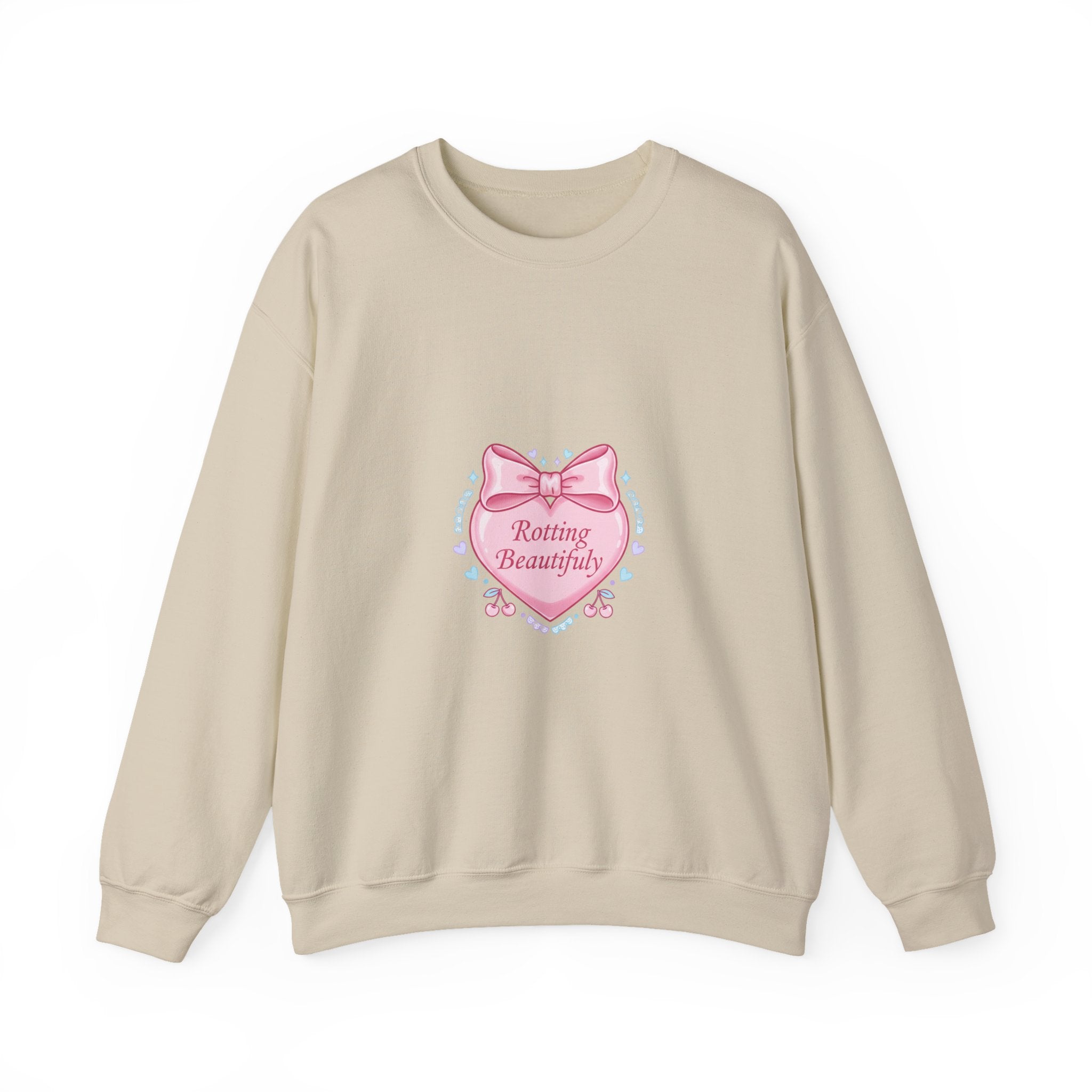 Rotting Beautifully Crewneck Sweatshirt | coquette ribbon, pastel humor