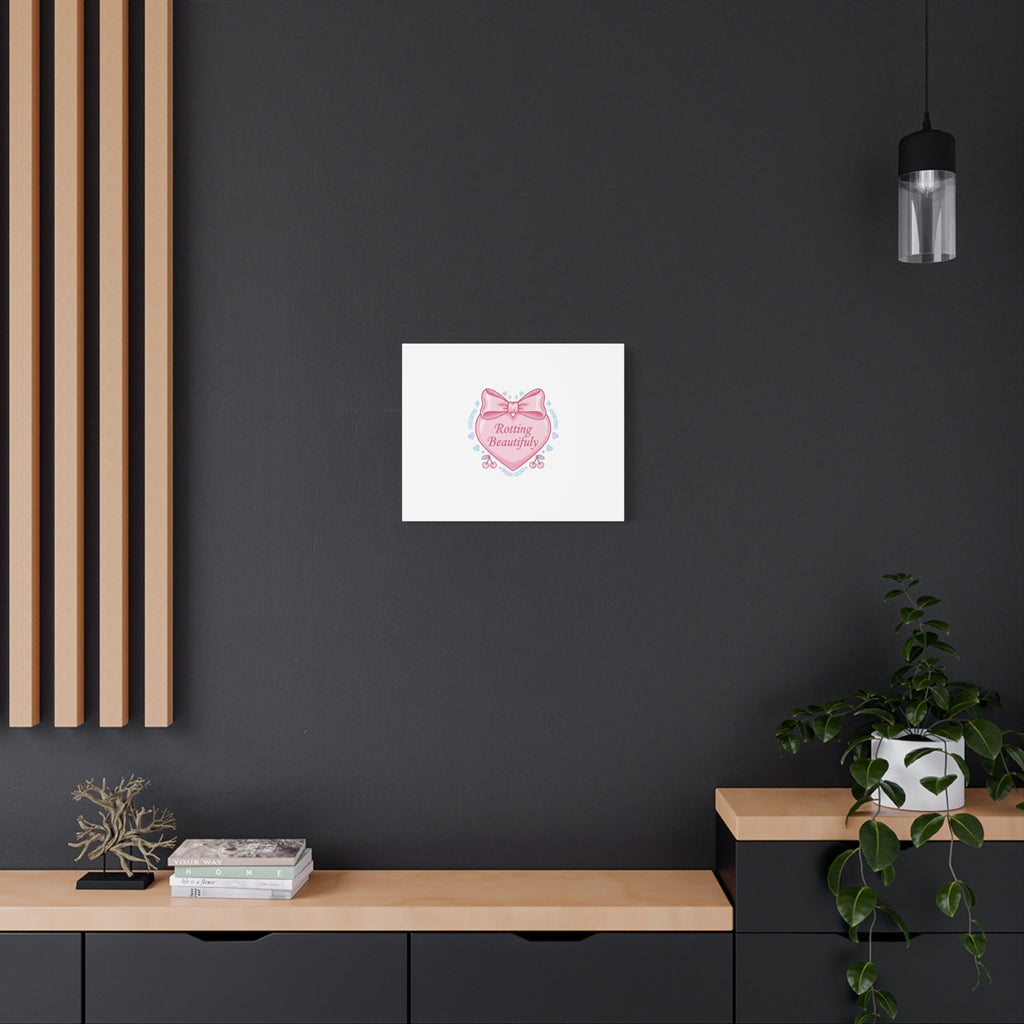 Rotting Beautifully Canvas | Coquette ribbon art, pastel humor