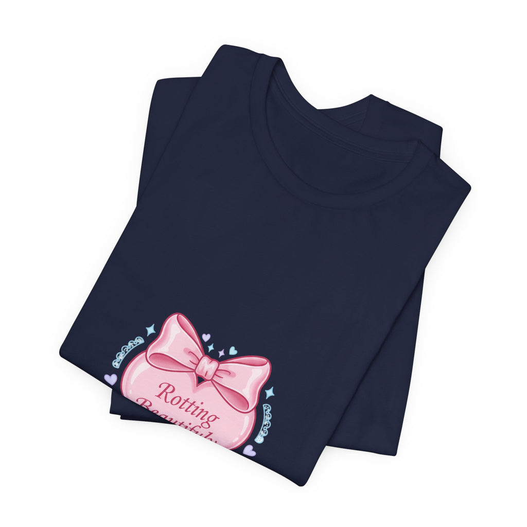 Rotting Beautifully Tee | Coquette ribbon art, pastel humor