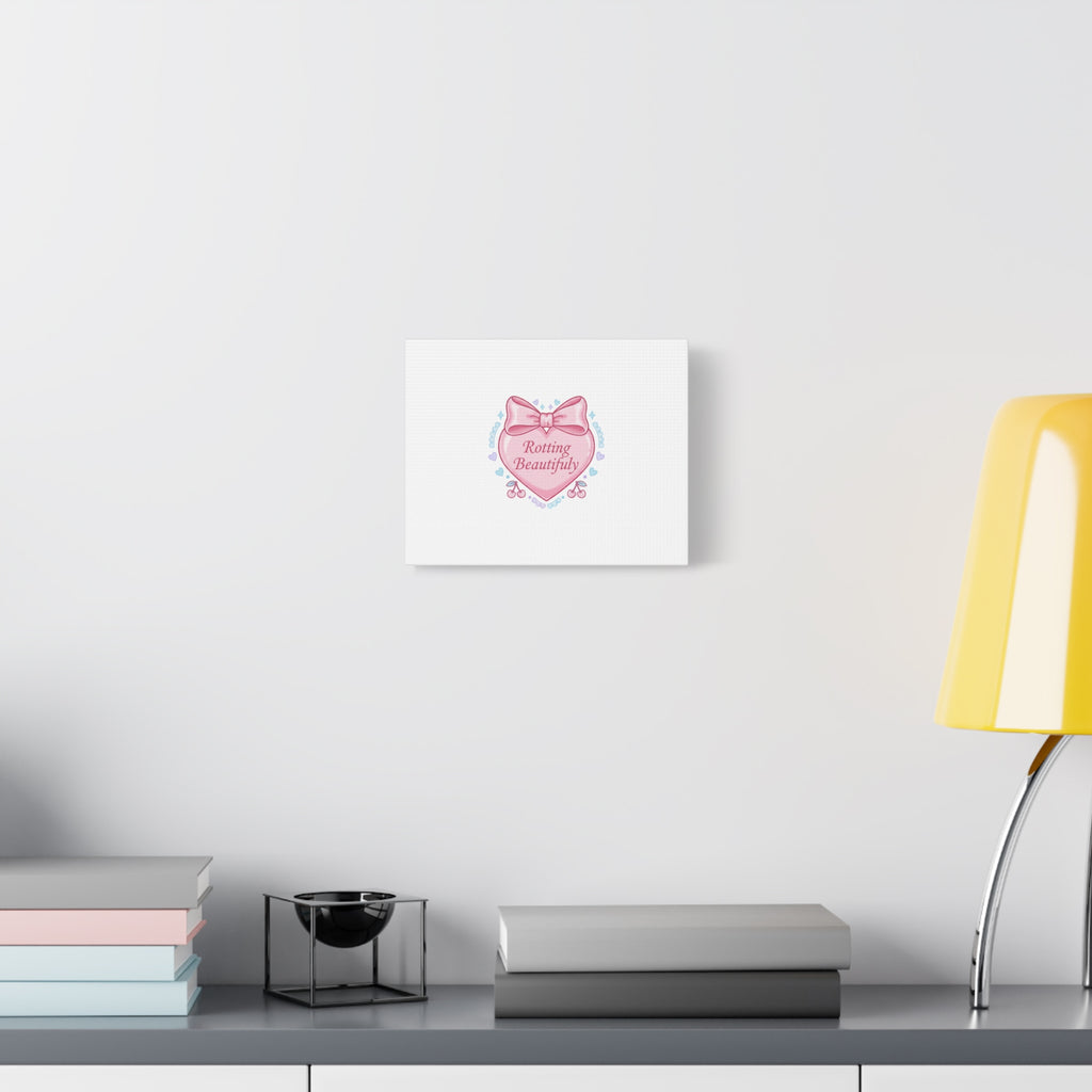 Rotting Beautifully Canvas | Coquette ribbon art, pastel humor
