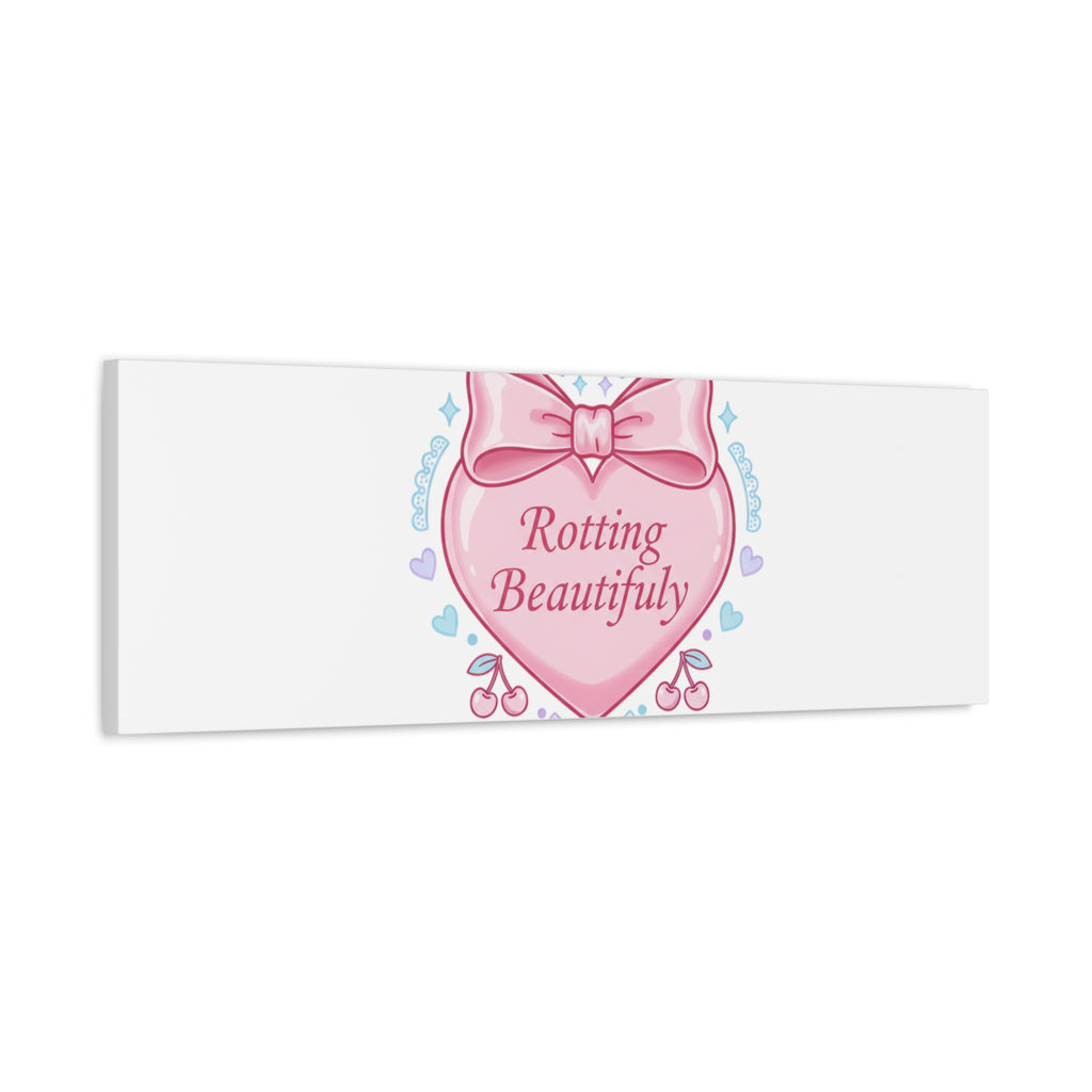 Rotting Beautifully Canvas | Coquette ribbon art, pastel humor