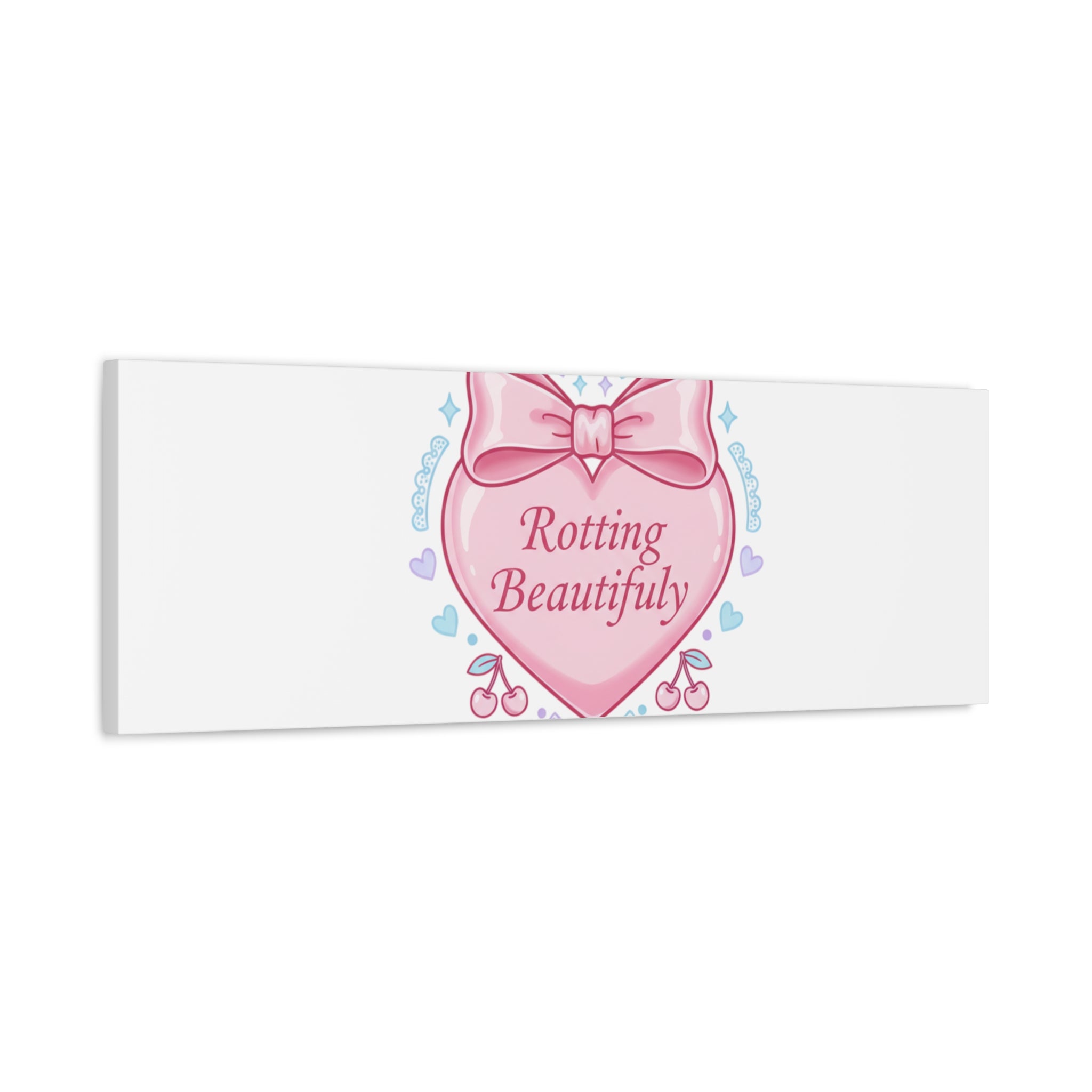 Rotting Beautifully Canvas | Coquette ribbon art, pastel humor