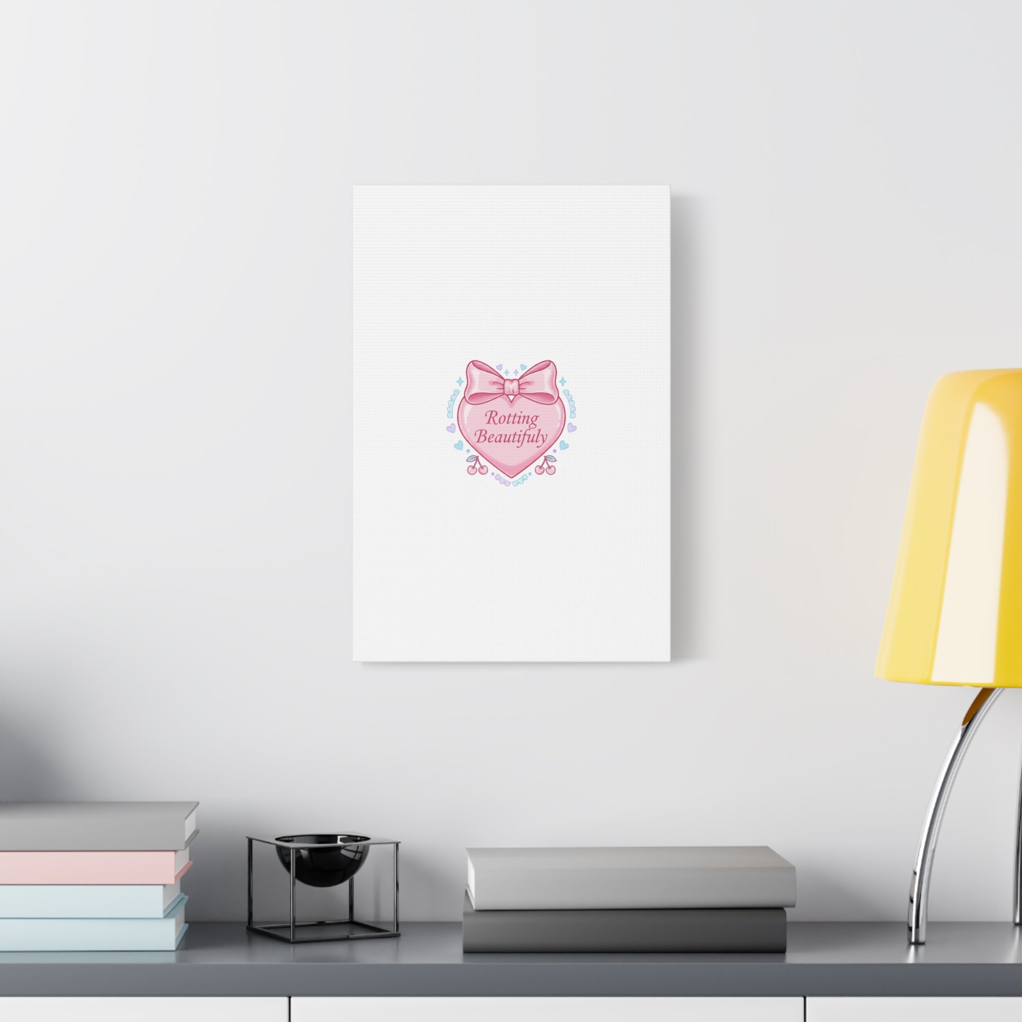 Rotting Beautifully Canvas | Coquette ribbon art, pastel humor