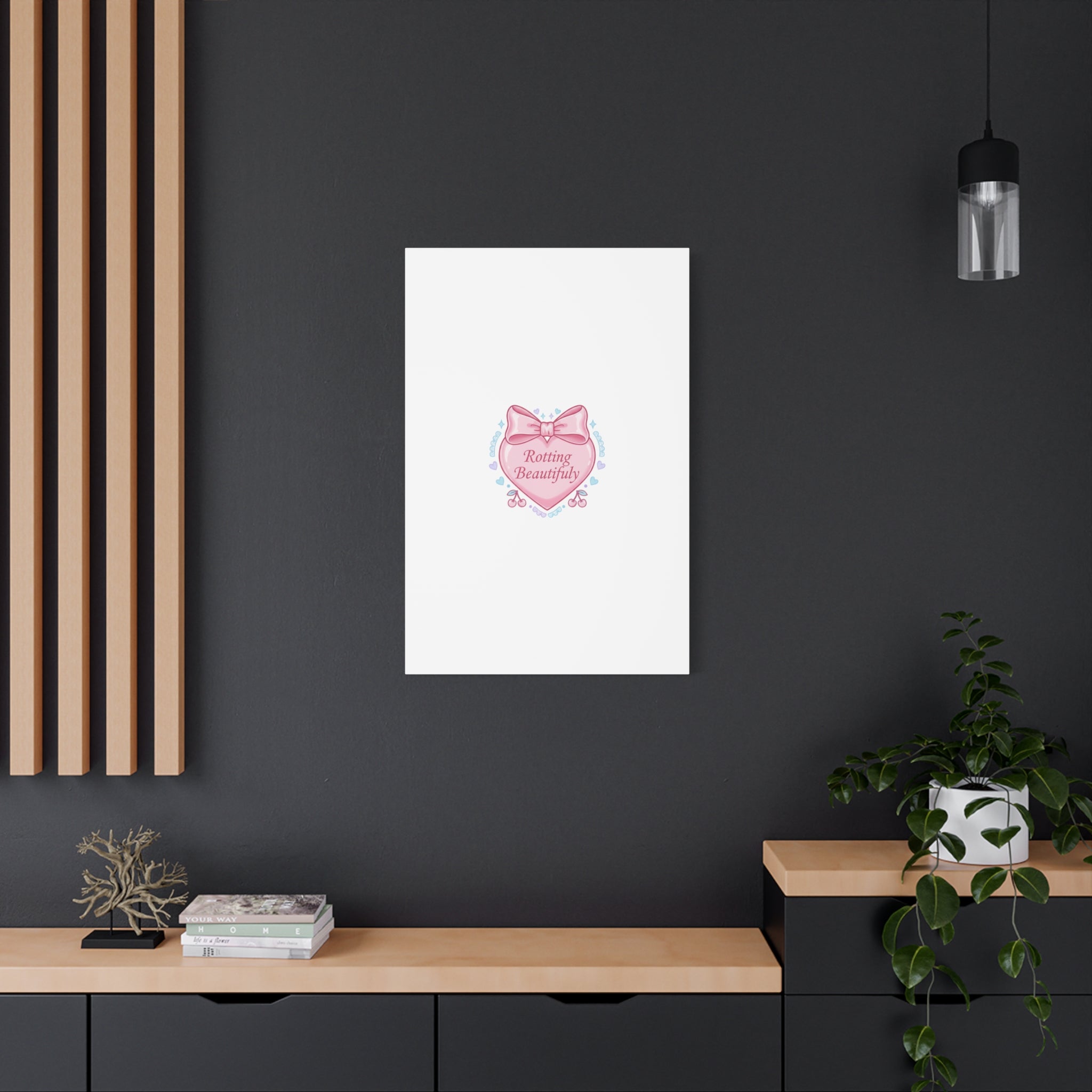 Rotting Beautifully Canvas | Coquette ribbon art, pastel humor