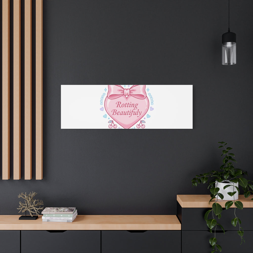 Rotting Beautifully Canvas | Coquette ribbon art, pastel humor