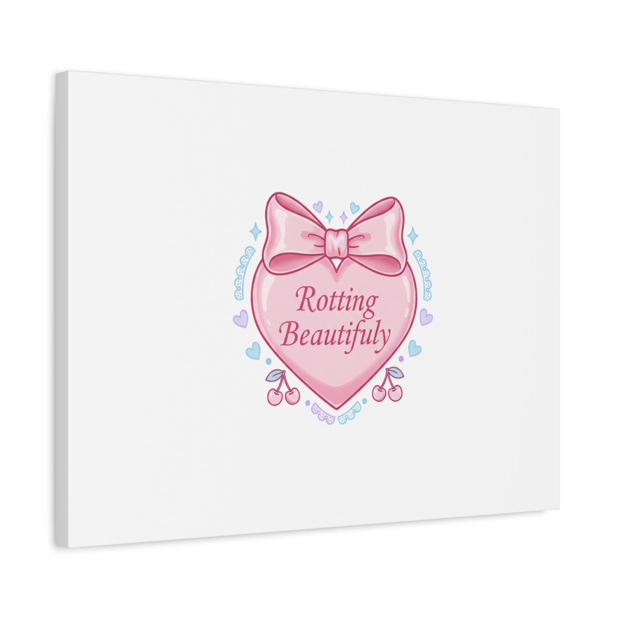 Rotting Beautifully Canvas | Coquette ribbon art, pastel humor