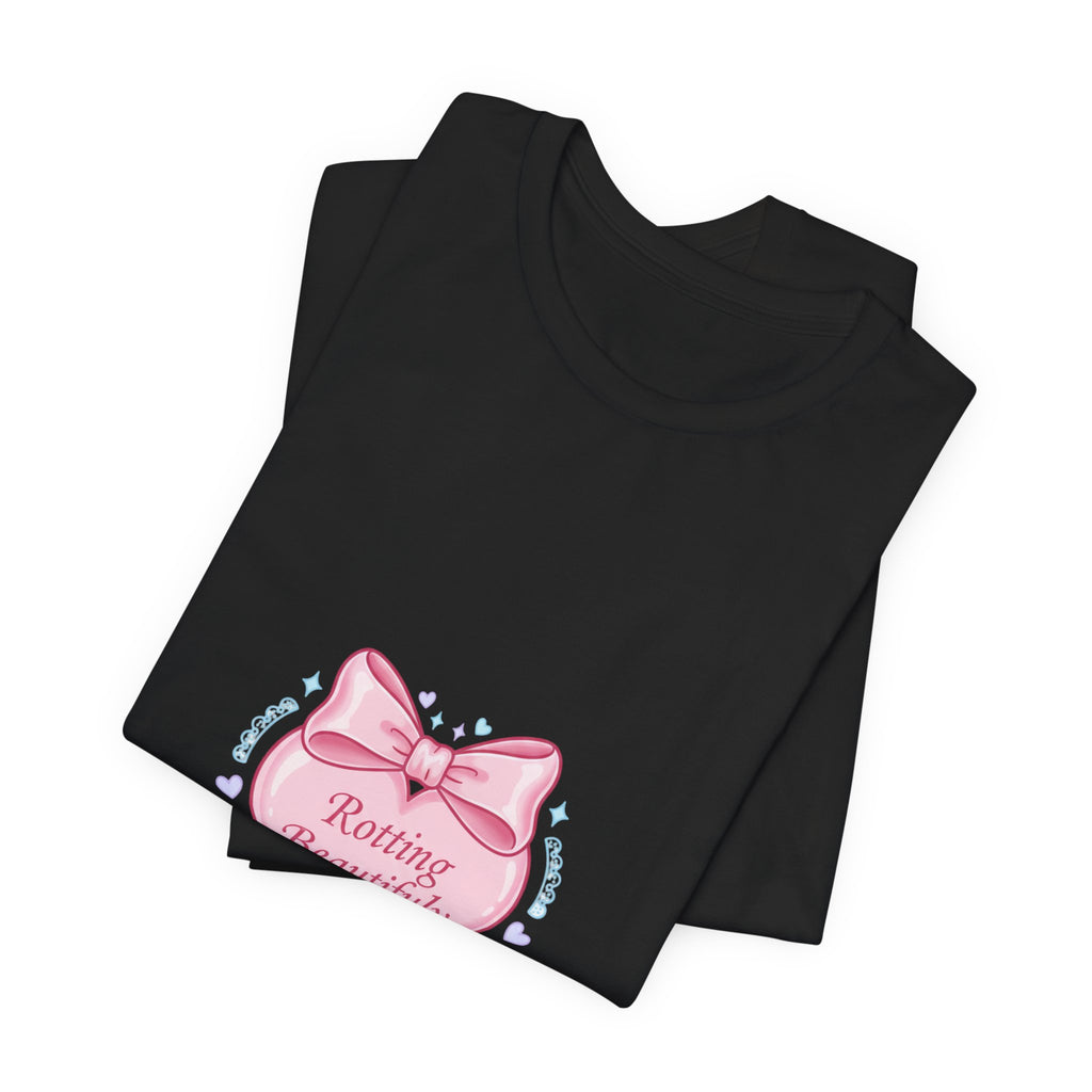Rotting Beautifully Tee | Coquette ribbon art, pastel humor