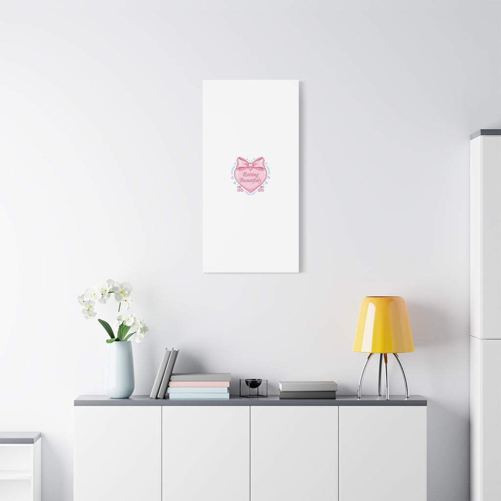 Rotting Beautifully Canvas | Coquette ribbon art, pastel humor
