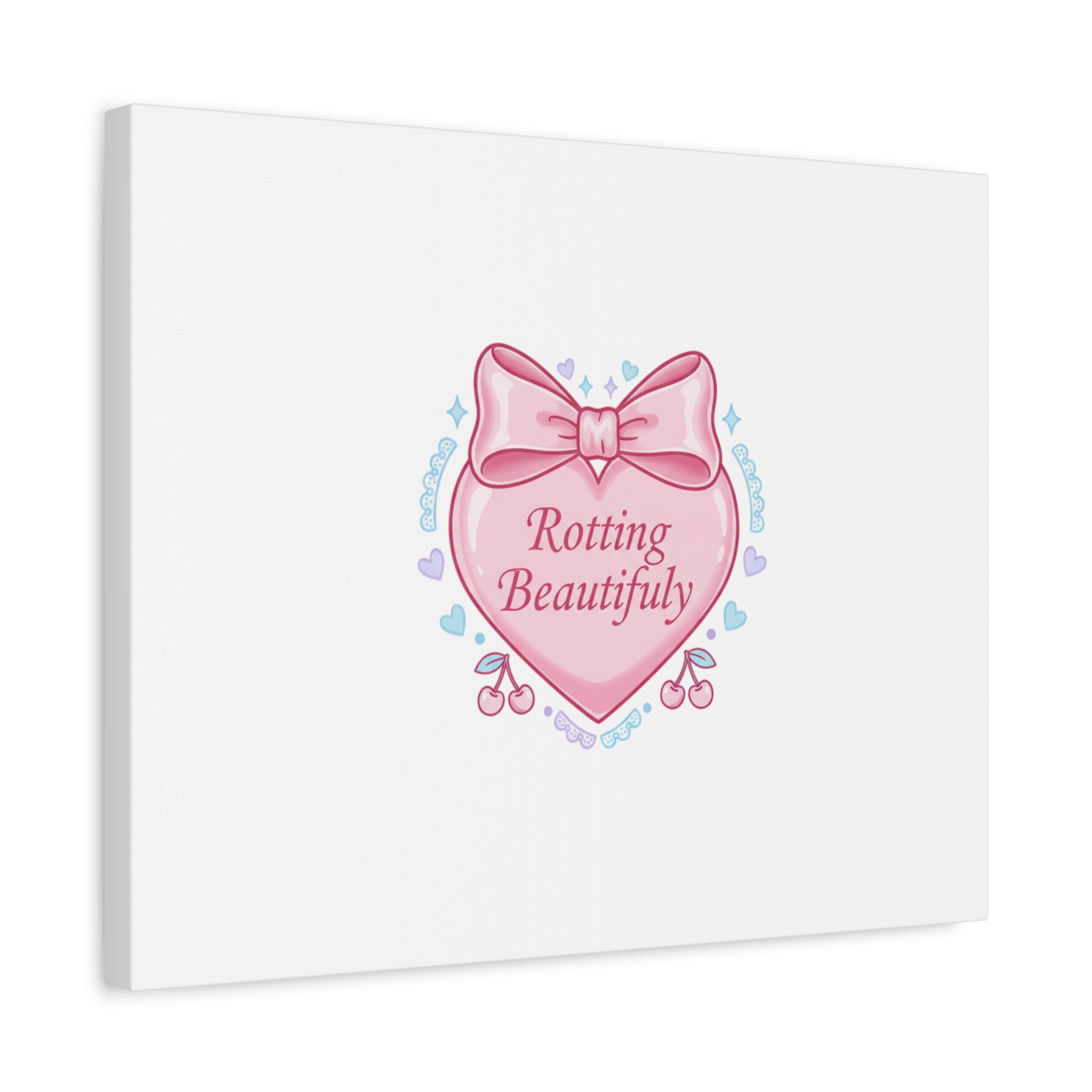 Rotting Beautifully Canvas | Coquette ribbon art, pastel humor