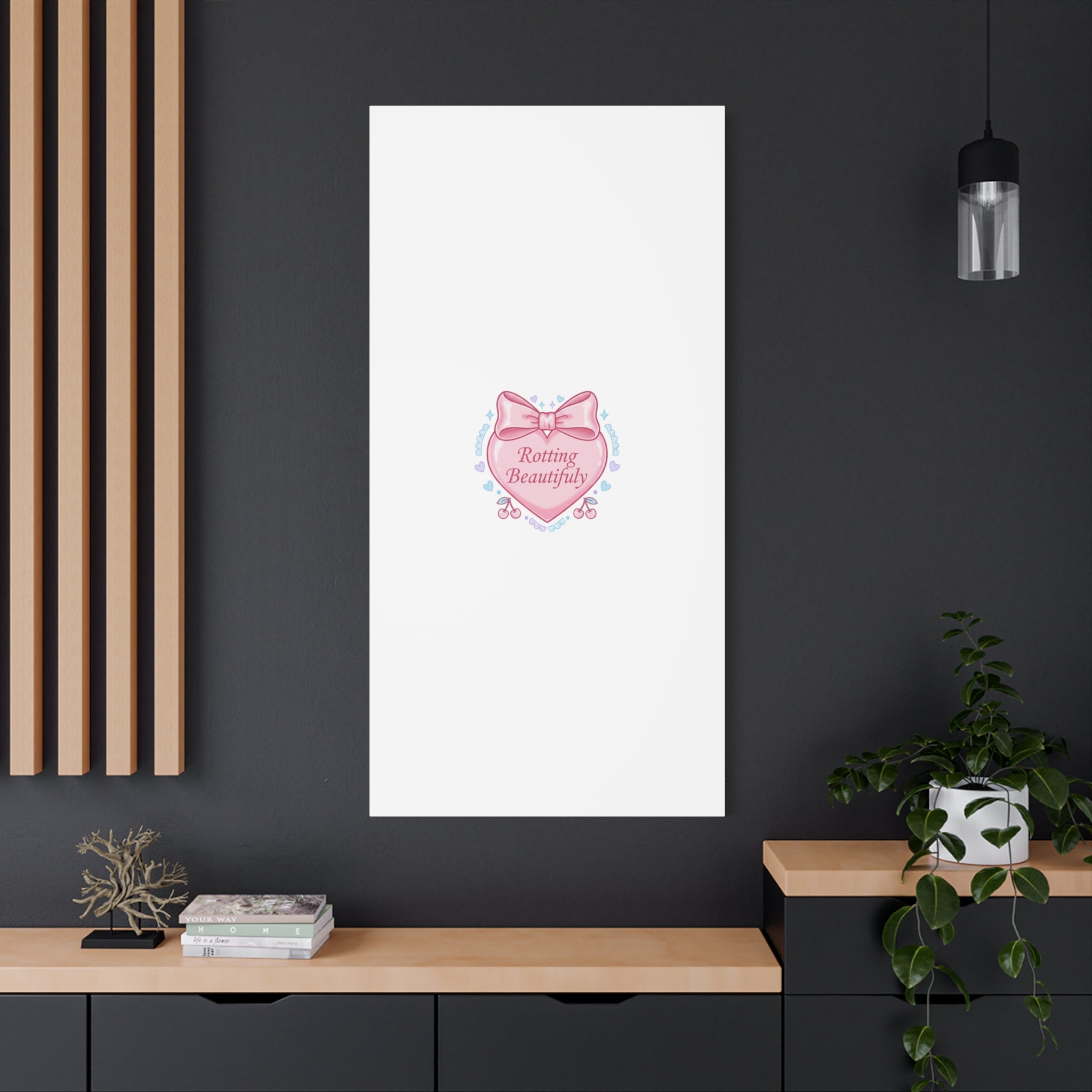 Rotting Beautifully Canvas | Coquette ribbon art, pastel humor