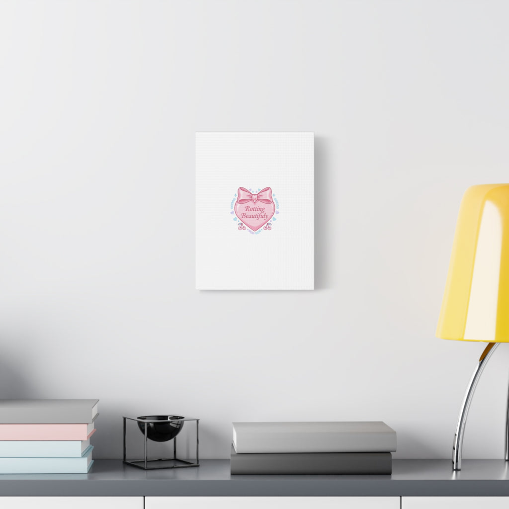 Rotting Beautifully Canvas | Coquette ribbon art, pastel humor