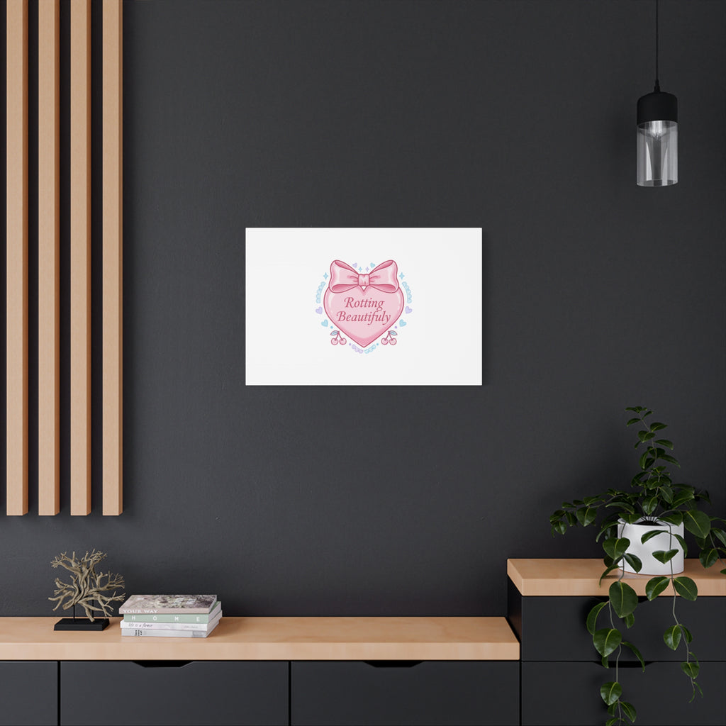 Rotting Beautifully Canvas | Coquette ribbon art, pastel humor