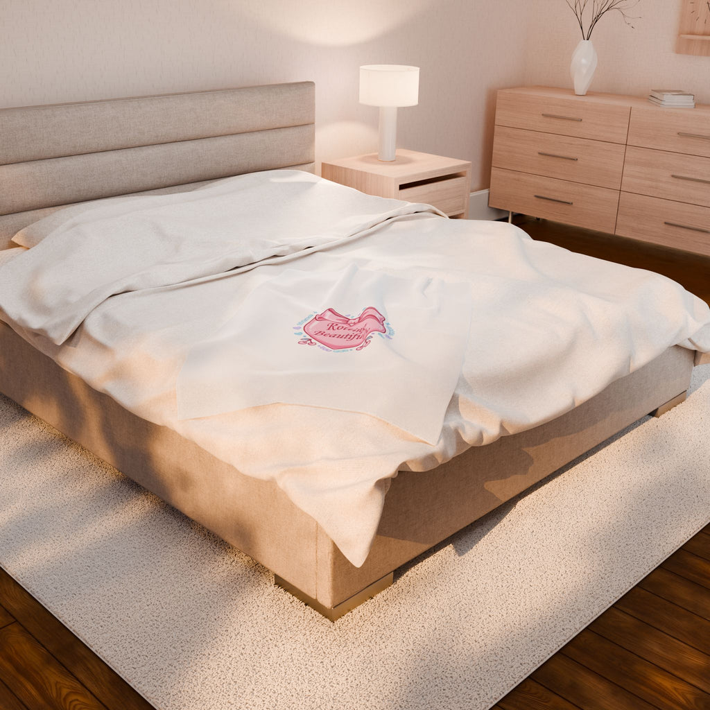 Rotting Beautifully Velveteen Plush Blanket | coquette ribbon, pastel humor