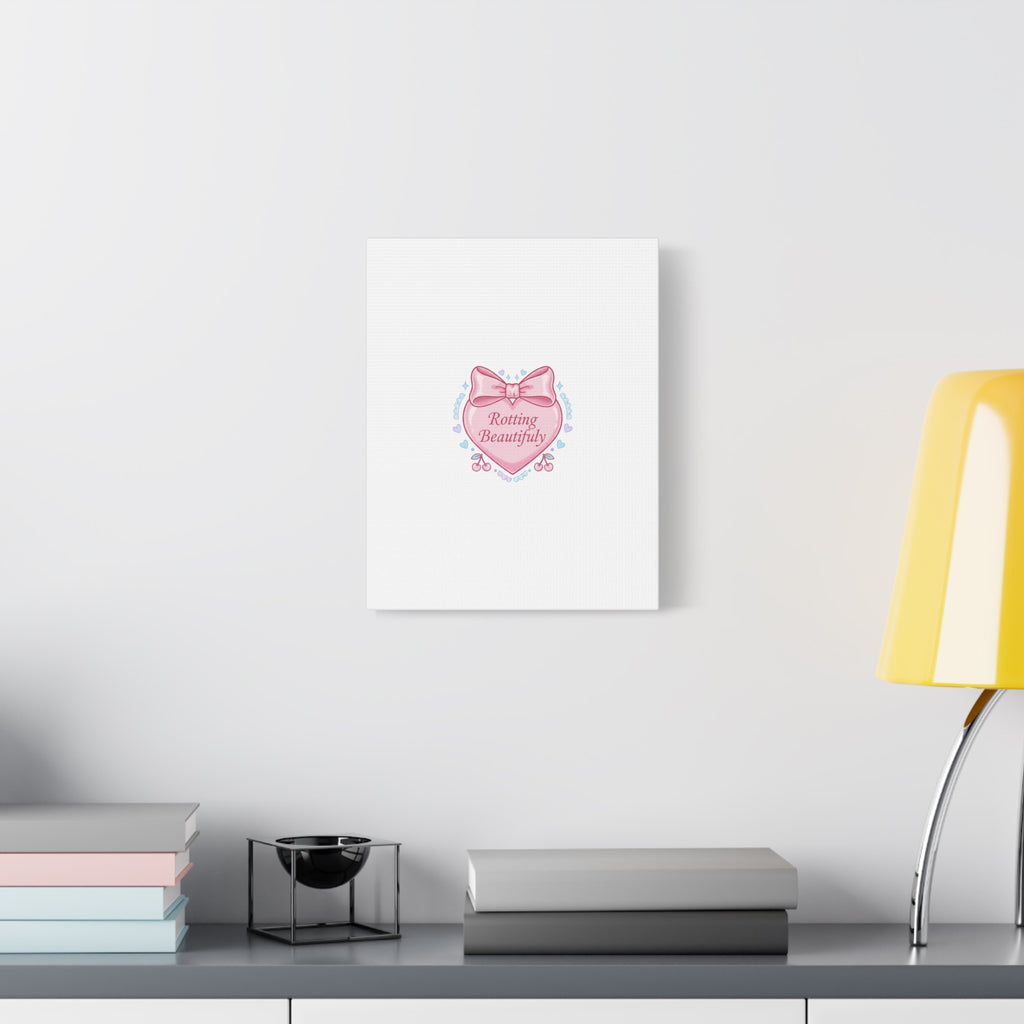Rotting Beautifully Canvas | Coquette ribbon art, pastel humor