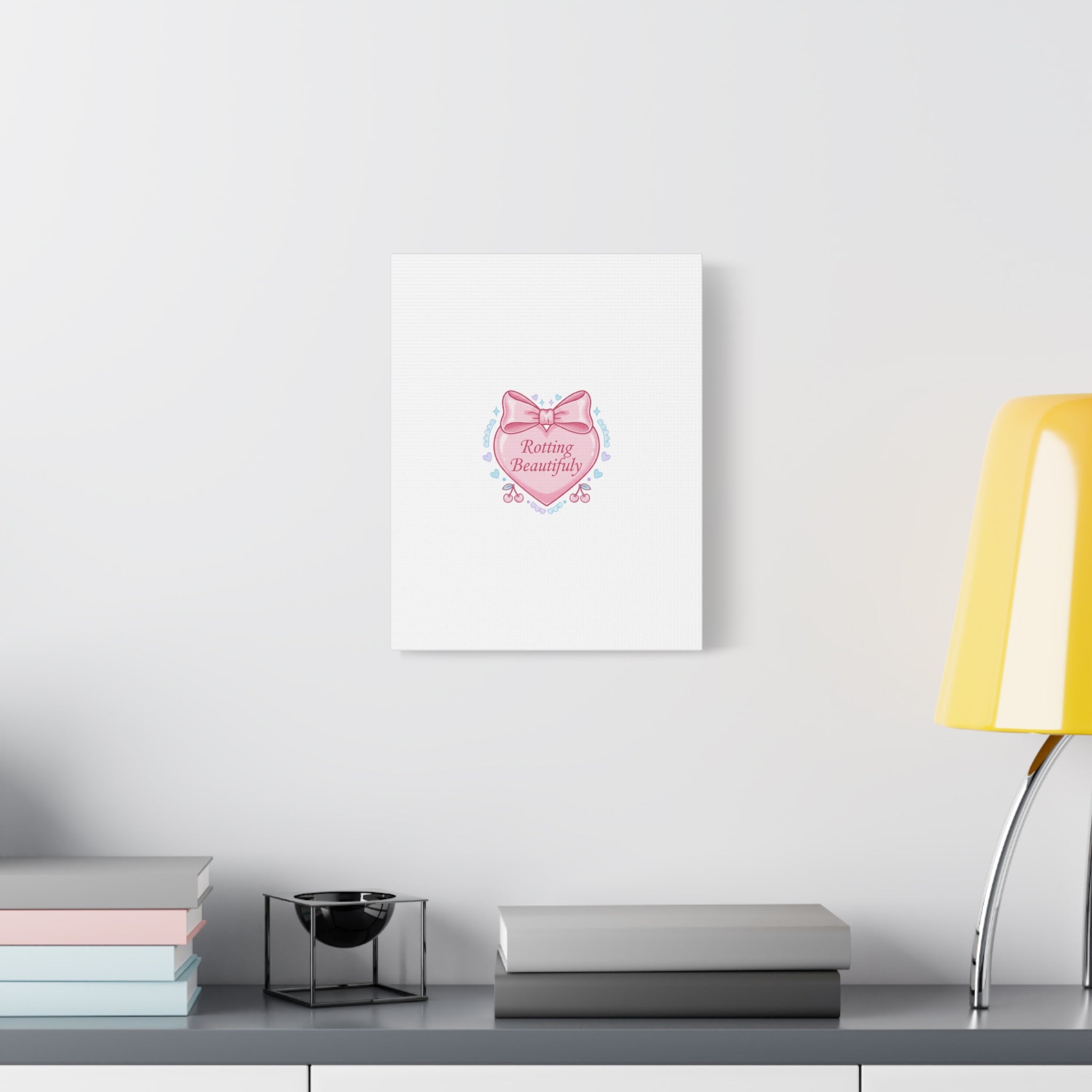 Rotting Beautifully Canvas | Coquette ribbon art, pastel humor
