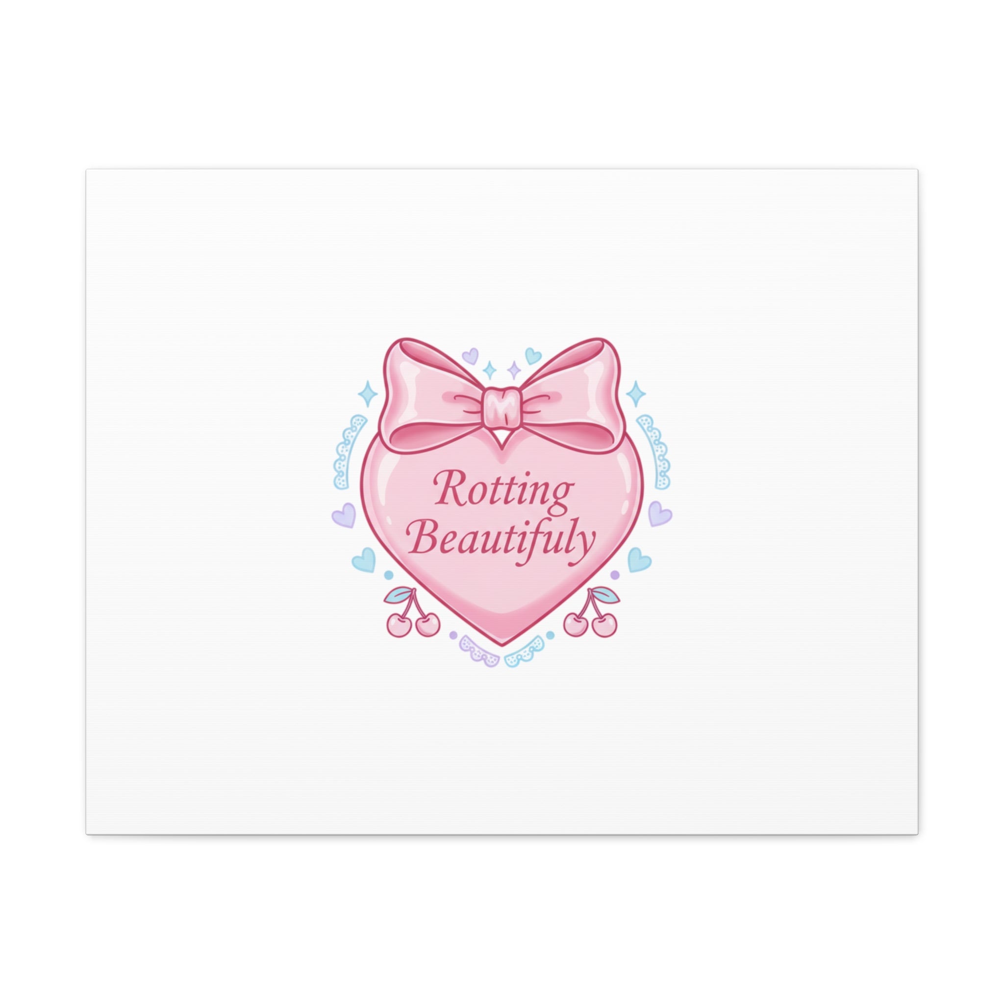 Rotting Beautifully Canvas | Coquette ribbon art, pastel humor