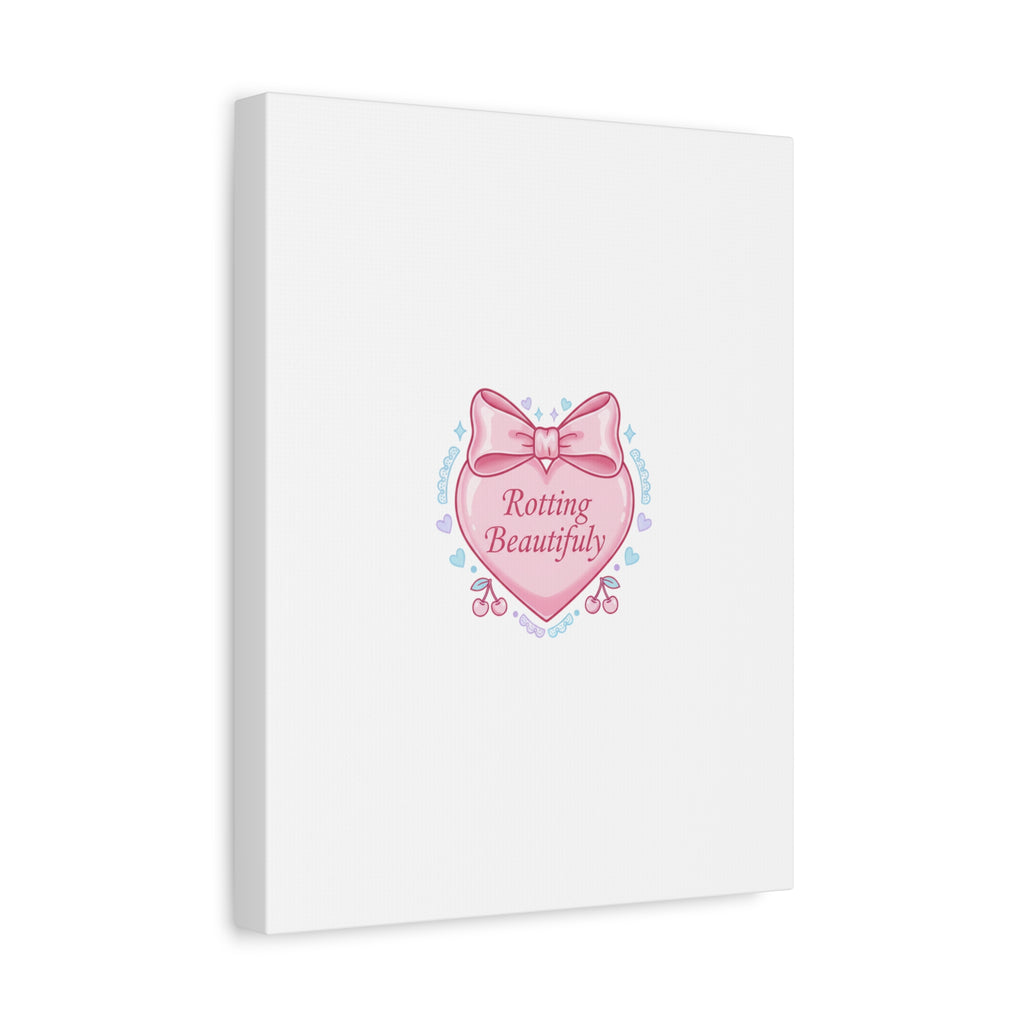 Rotting Beautifully Canvas | Coquette ribbon art, pastel humor
