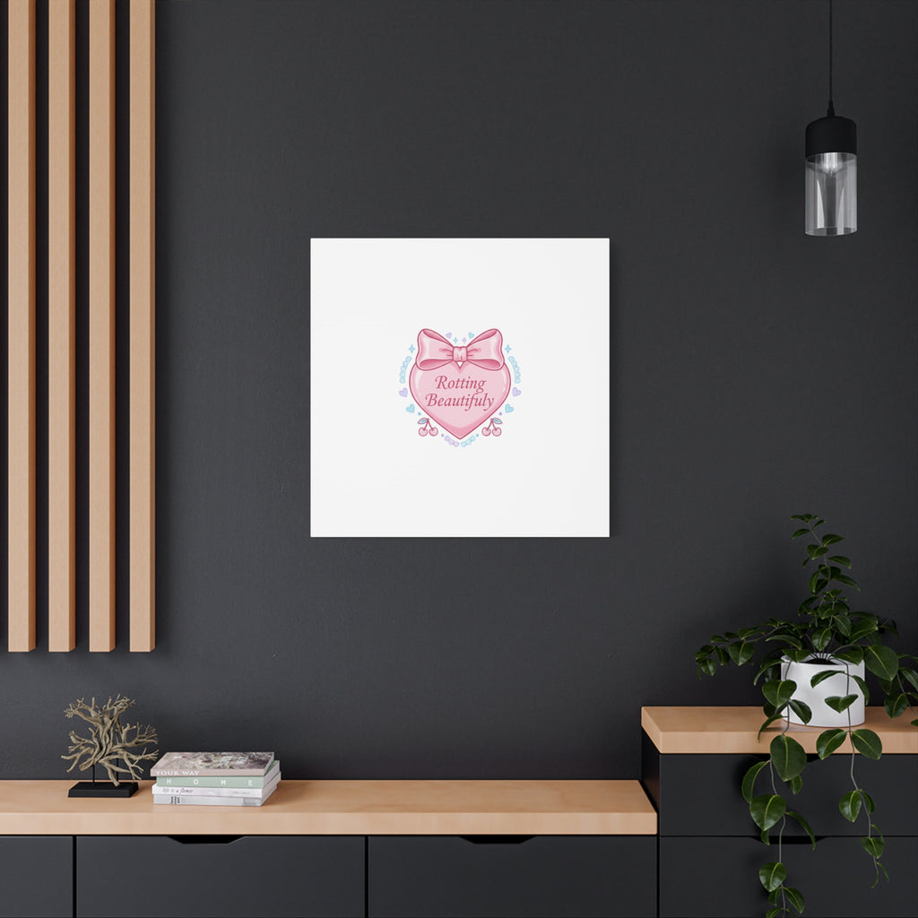 Rotting Beautifully Canvas | Coquette ribbon art, pastel humor