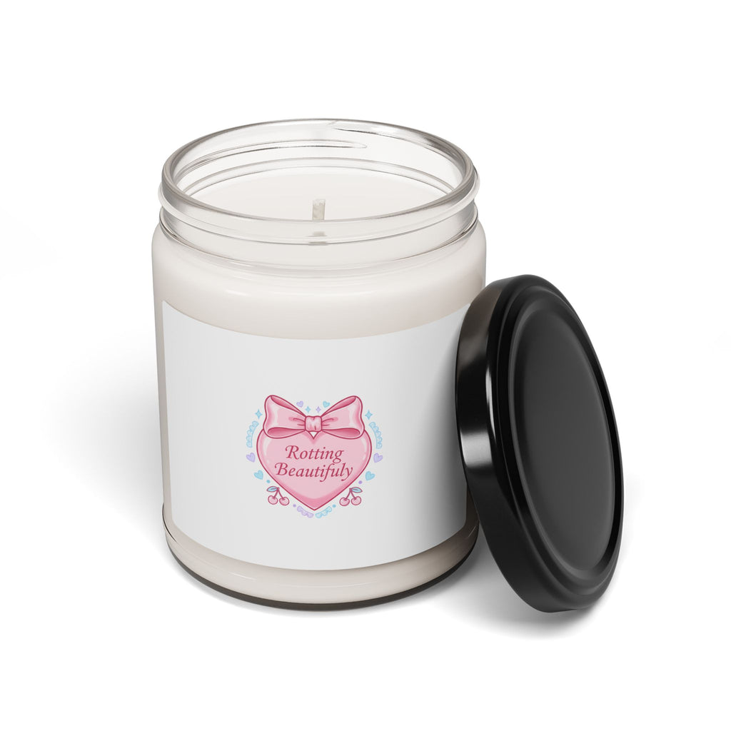 Rotting Beautifully Candle | Coquette Ribbon Humor, Pastel Lace Aesthetic