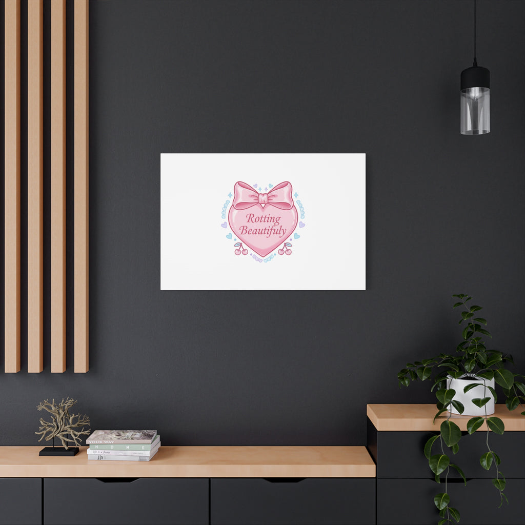 Rotting Beautifully Canvas | Coquette ribbon art, pastel humor