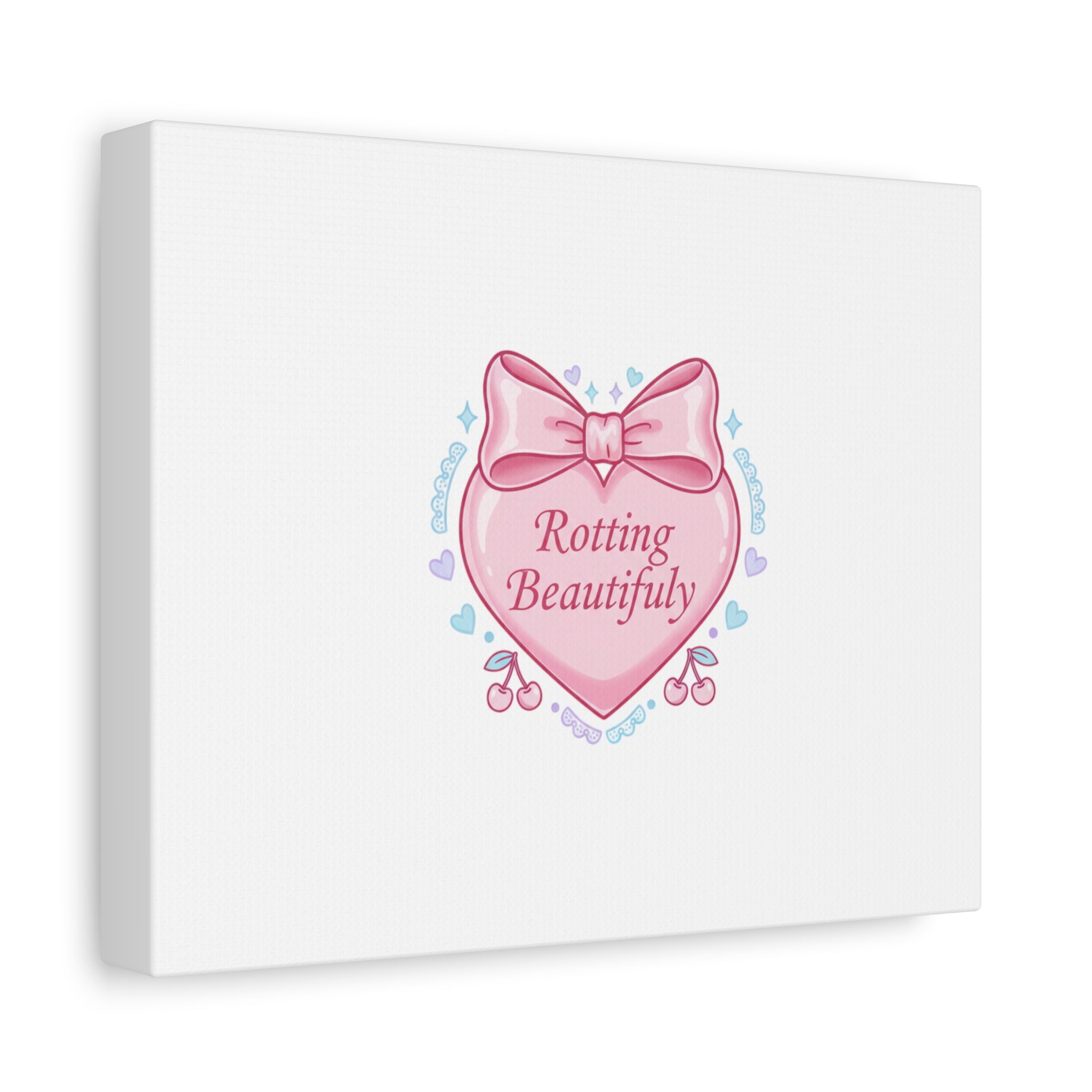 Rotting Beautifully Canvas | Coquette ribbon art, pastel humor