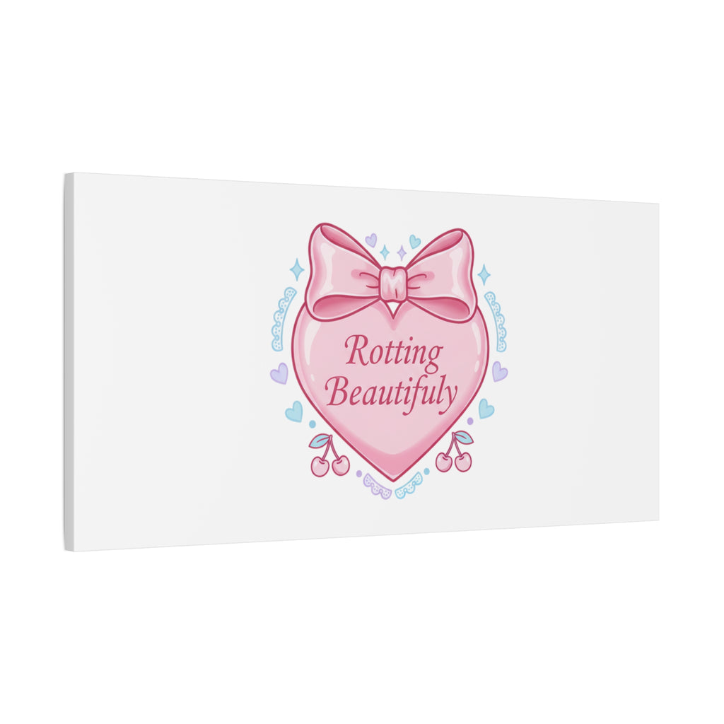 Rotting Beautifully Canvas | Coquette ribbon art, pastel humor